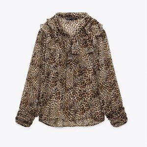ZARA tied animal print shirt Size S NEW WITH TAG!